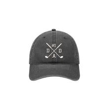 Load image into Gallery viewer, Golf Clubs X Crossing - #1 DAD - Embroidered Baseball Cap Adjustable Dad Hat - Washed Pigment Dyed (Faded) Garment - Low Profile