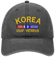 Load image into Gallery viewer, Korean War Veteran - Dad Hat - Army, Navy, Air Force, Marine Corps - Pigment Dyed (Faded) Washed Baseball cap