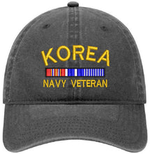 Load image into Gallery viewer, Korean War Veteran - Dad Hat - Army, Navy, Air Force, Marine Corps - Pigment Dyed (Faded) Washed Baseball cap