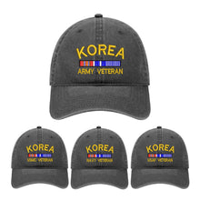 Load image into Gallery viewer, Korean War Veteran - Dad Hat - Army, Navy, Air Force, Marine Corps - Pigment Dyed (Faded) Washed Baseball cap