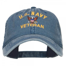Load image into Gallery viewer, US Navy Veteran - Washed Dad Hat - Pigment Dyed (Faded) Low Profile Baseball Cap