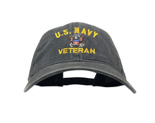 Load image into Gallery viewer, US Navy Veteran - Washed Dad Hat - Pigment Dyed (Faded) Low Profile Baseball Cap