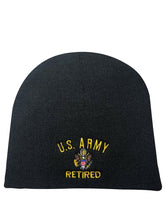 Load image into Gallery viewer, US Army Retired Beanie - Flat 8.5" / Cuff 12" - (Made in USA)