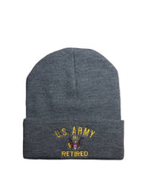 Load image into Gallery viewer, US Army Retired Beanie - Flat 8.5" / Cuff 12" - (Made in USA)