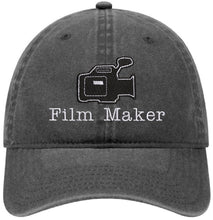 Load image into Gallery viewer, Film Maker Camera (with or without text) - Low Profile Adjustable Dad Hat - Pigment Dyed Washed Garment (Faded)