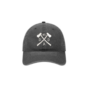 Axe X Crossing - #1 DAD - Embroidered Baseball Cap Adjustable Dad Hat - Washed Pigment Dyed (Faded) Garment - Low Profile