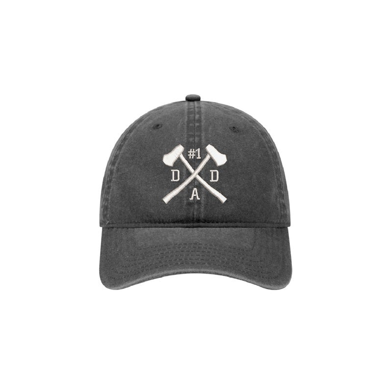 Axe X Crossing - #1 DAD - Embroidered Baseball Cap Adjustable Dad Hat - Washed Pigment Dyed (Faded) Garment - Low Profile