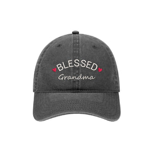 Blessed Grandma - Embroidered Baseball Cap Adjustable Dad Hat - Pigment Dyed Washed Garment (Faded)