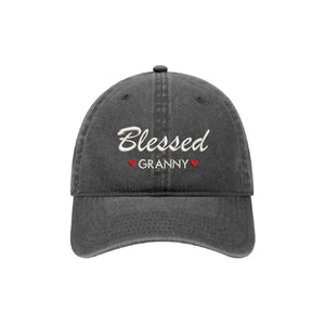 Blessed Granny - Embroidered Baseball Cap Adjustable Dad Hat - Pigment Dyed Washed Garment (Faded)