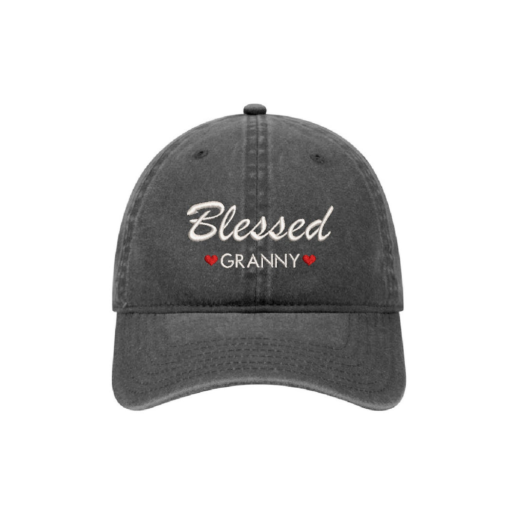 Blessed Granny - Embroidered Baseball Cap Adjustable Dad Hat - Pigment Dyed Washed Garment (Faded)