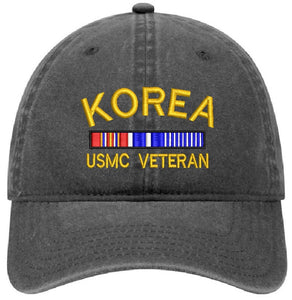 Korean War Veteran - Dad Hat - Army, Navy, Air Force, Marine Corps - Pigment Dyed (Faded) Washed Baseball cap