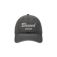 Load image into Gallery viewer, Blessed MOM - Embroidered Baseball Cap Adjustable Dad Hat - Pigment Dyed Washed Garment (Faded)
