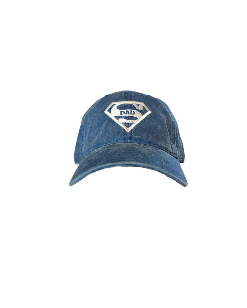 SUPER DAD - Embroidered Baseball Cap Adjustable Dad Hat - Washed Pigment Dyed (Faded) Garment - Low Profile