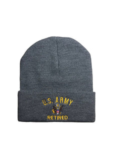US Army Retired Beanie - Flat 8.5" / Cuff 12" - (Made in USA)
