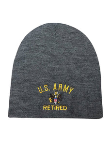 US Army Retired Beanie - Flat 8.5" / Cuff 12" - (Made in USA)