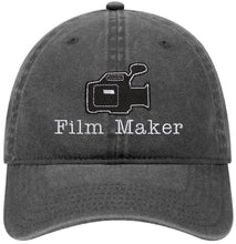 Load image into Gallery viewer, Film Maker Camera (with or without text) - Low Profile Adjustable Dad Hat - Pigment Dyed Washed Garment (Faded)
