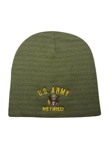 US Army Retired Beanie - Flat 8.5" / Cuff 12" - (Made in USA)