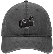 Load image into Gallery viewer, Film Maker Camera (with or without text) - Low Profile Adjustable Dad Hat - Pigment Dyed Washed Garment (Faded)
