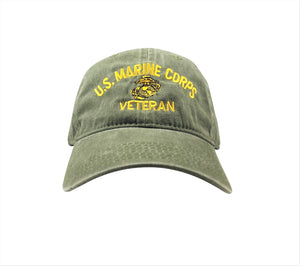 EGA Marine Veteran - Washed Pigment Dyed (Faded) Baseball Cap/Dad Hat