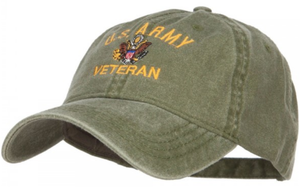 U.S. Army Veteran Military Embroidered Washed Dad Hat - Olive