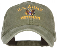 Load image into Gallery viewer, U.S. Army Veteran Military Embroidered Washed Dad Hat - Olive
